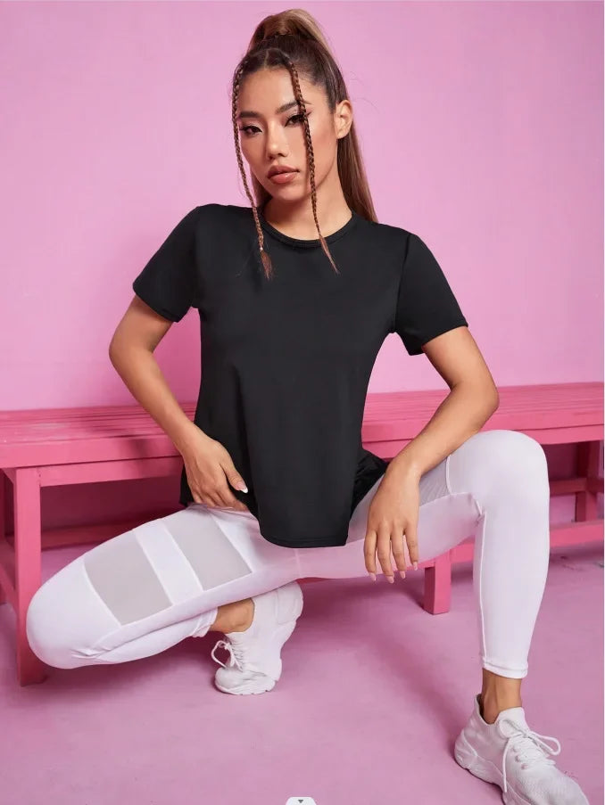 Women Seamless Yoga T-Shirt Female Fitness Crop Top Workout Gym Training Shirts Athletic Short Sleeve Yoga T-Shirts Sportswear