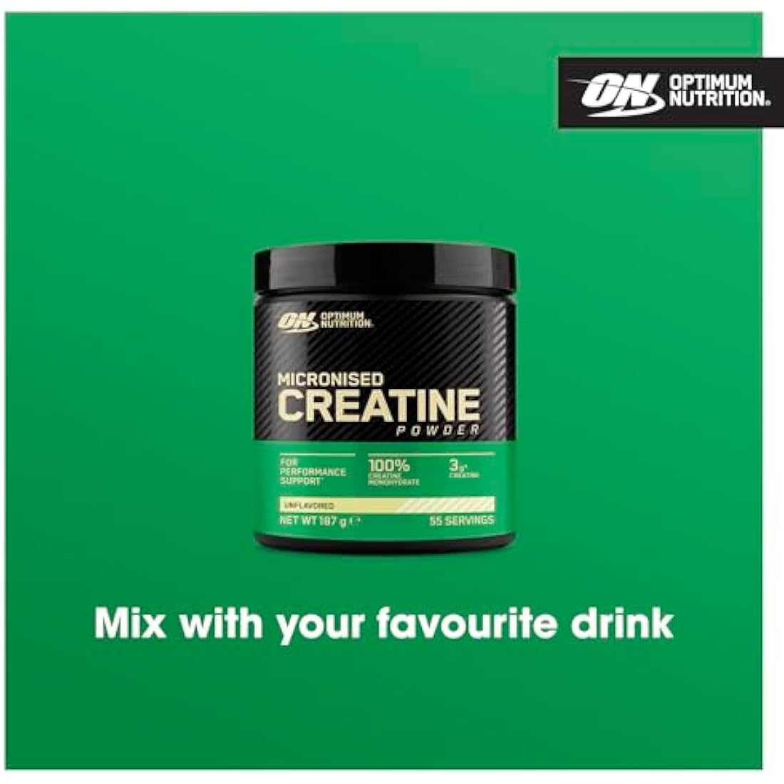 Optimum Nutrition Micronised Creatine Powder, 100% Pure Creatine Monohydrate Powder for Performance and Muscle Power, Unflavoured Shake, 186 Servings, 634 g