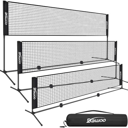 DAWOO Portable Sports Net Set - For Tennis, Soccer, Pickleball, Kids Volleyball, Badminton - Easy Setup Nylon Net with Poles (3M)