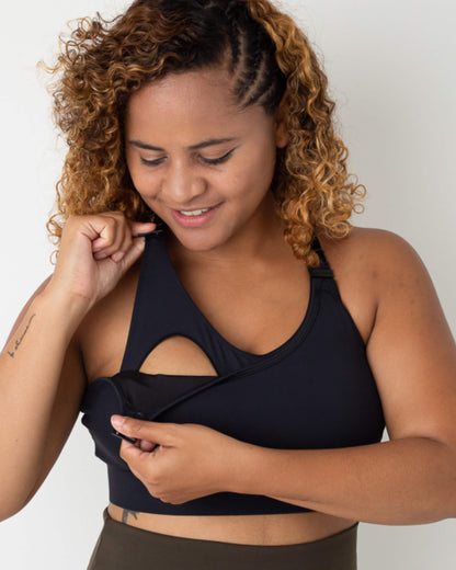 Maternity & Nursing Sports Bra | B–F Cup | Black