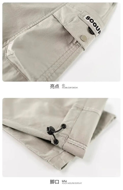 Boys Loose Cargo Pants – Autumn Cotton Blend Trousers for Kids 110-170 cm, Streetwear Style Black or Beige